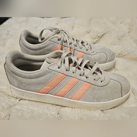 Adidas Women's Gray and Peach Sneakers - Picture 1 of 10